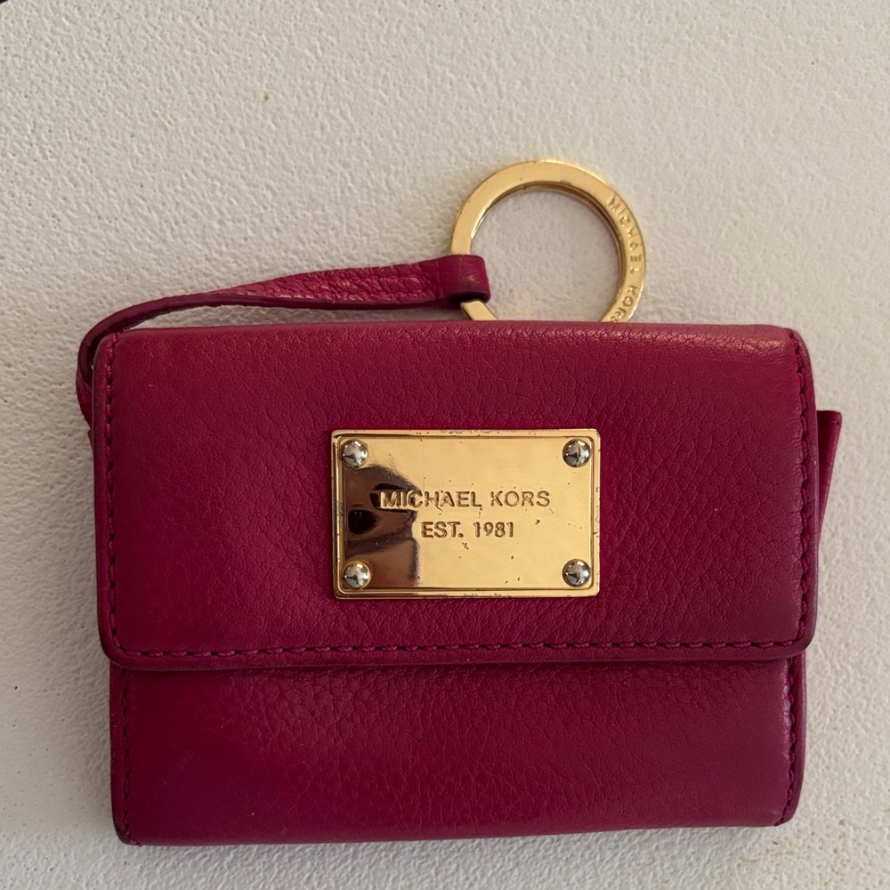 Michael Kors Fuchsia Leather Keychain Wallet